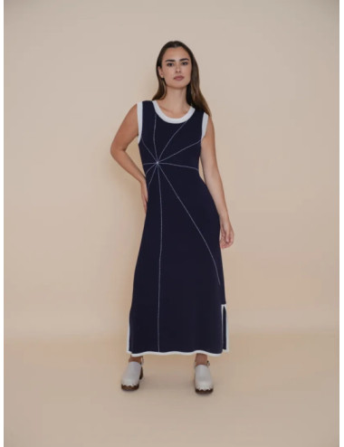 VESTIDO DESAGUJADO + PESPUNTE