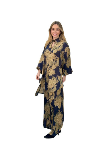 Conjunto Kahyra pantalón plisado azul NEGRO
