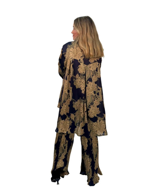 Conjunto Kahyra pantalón plisado azul NEGRO