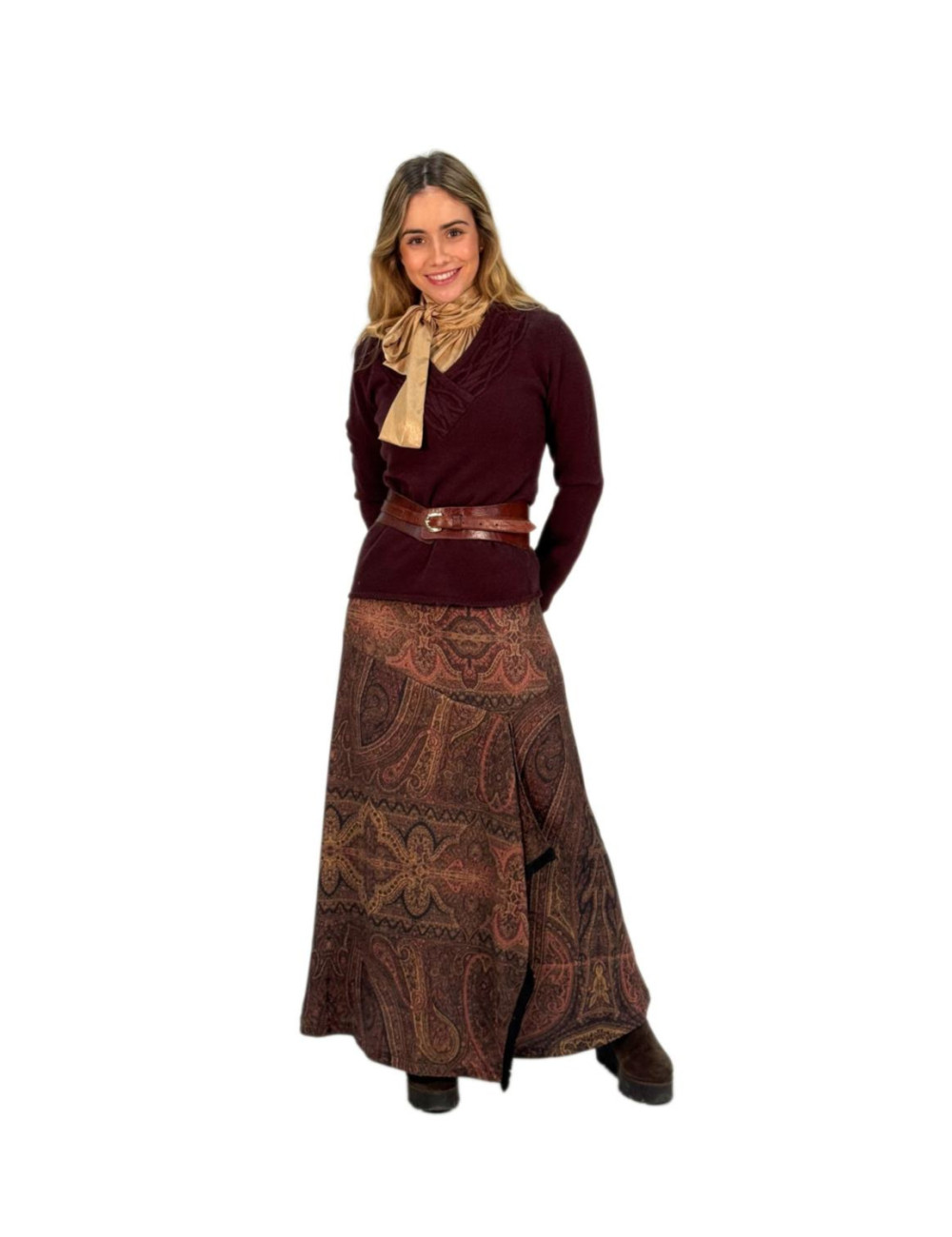 Falda Kahyra capa cachemira MARRON