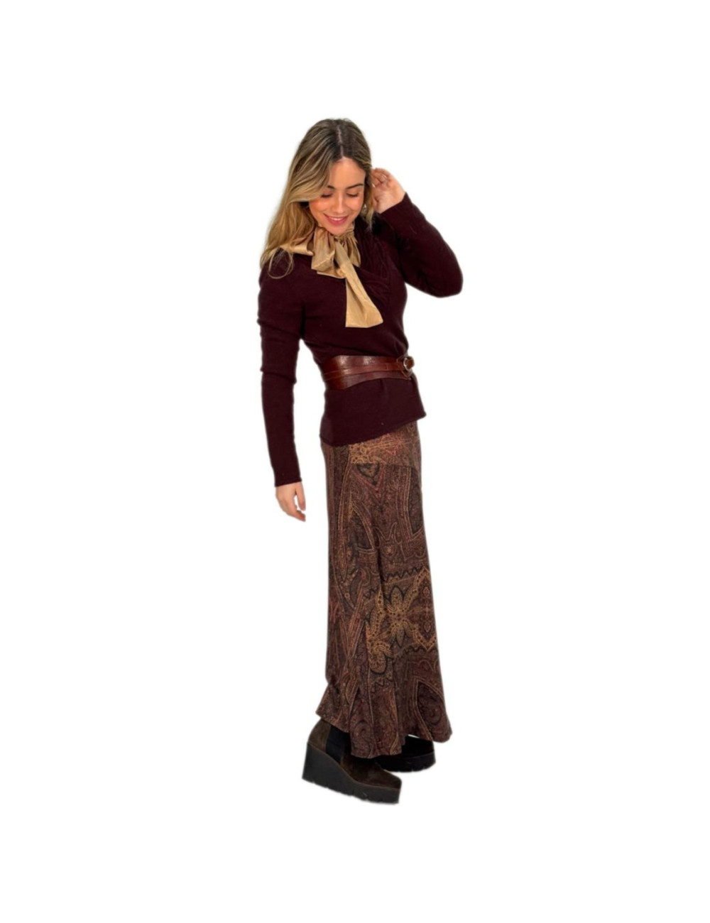 Falda Kahyra capa cachemira MARRON