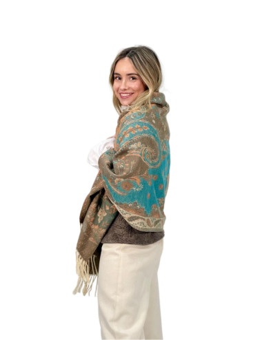 Pasmina Kahyra multicolor verde agua