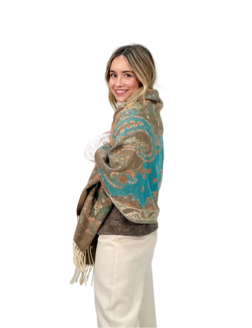 Pasmina Kahyra multicolor verde agua