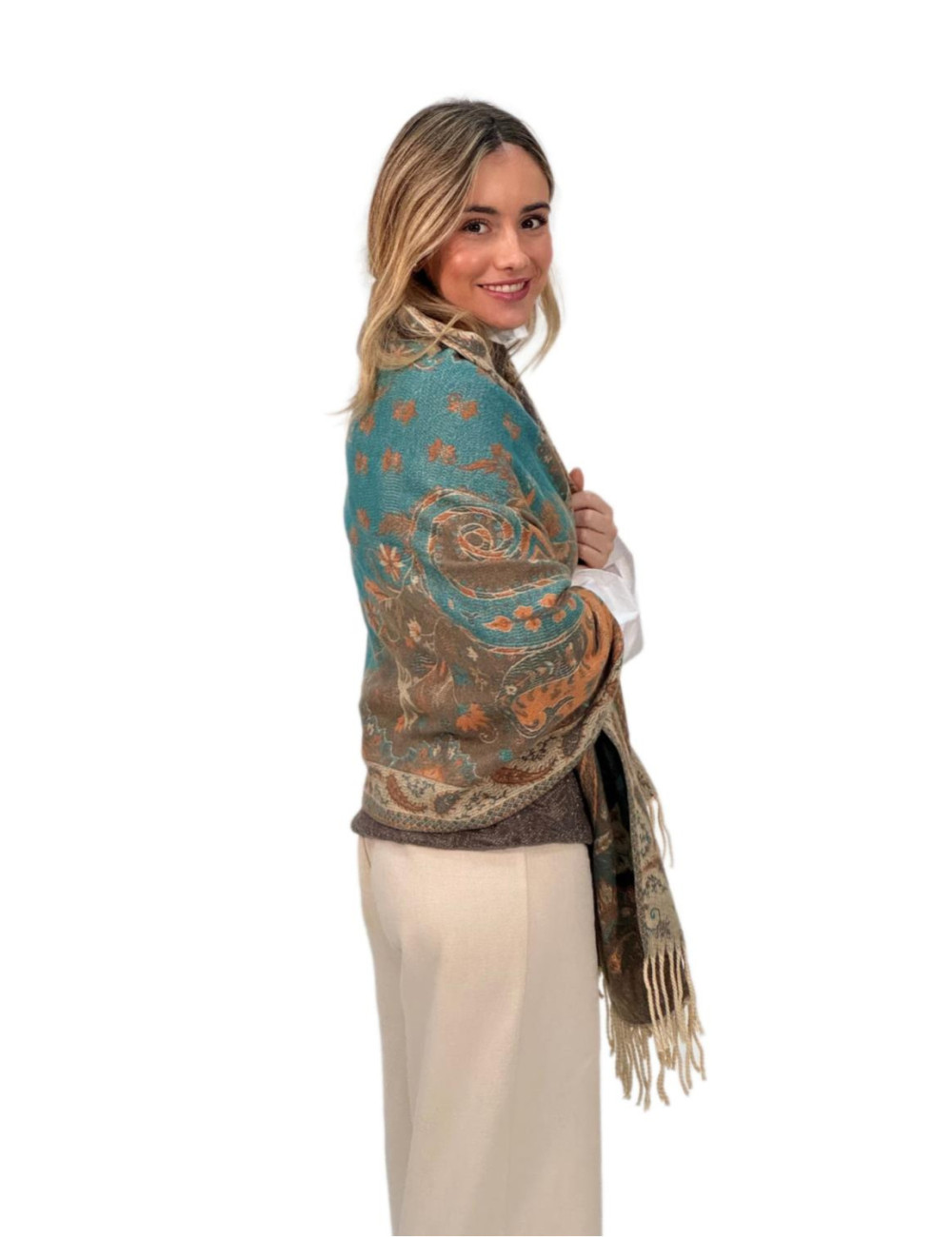 Pasmina Kahyra multicolor verde agua