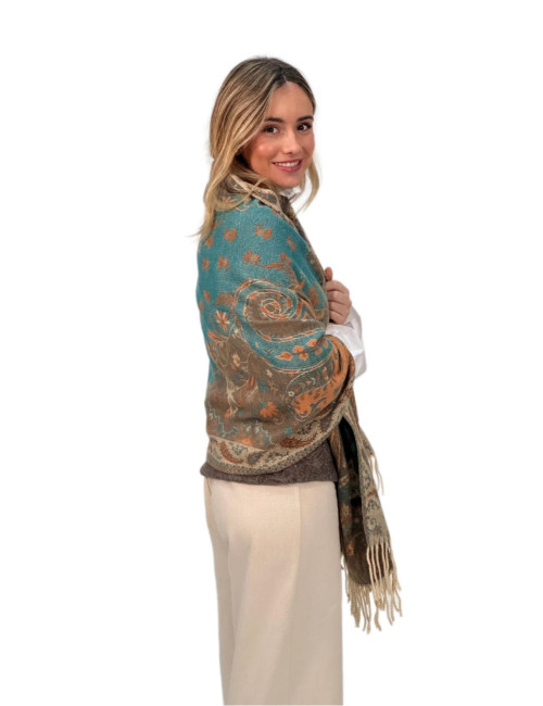 Pasmina Kahyra multicolor verde agua