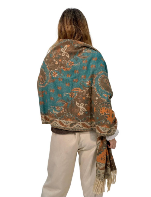 Pasmina Kahyra multicolor verde agua