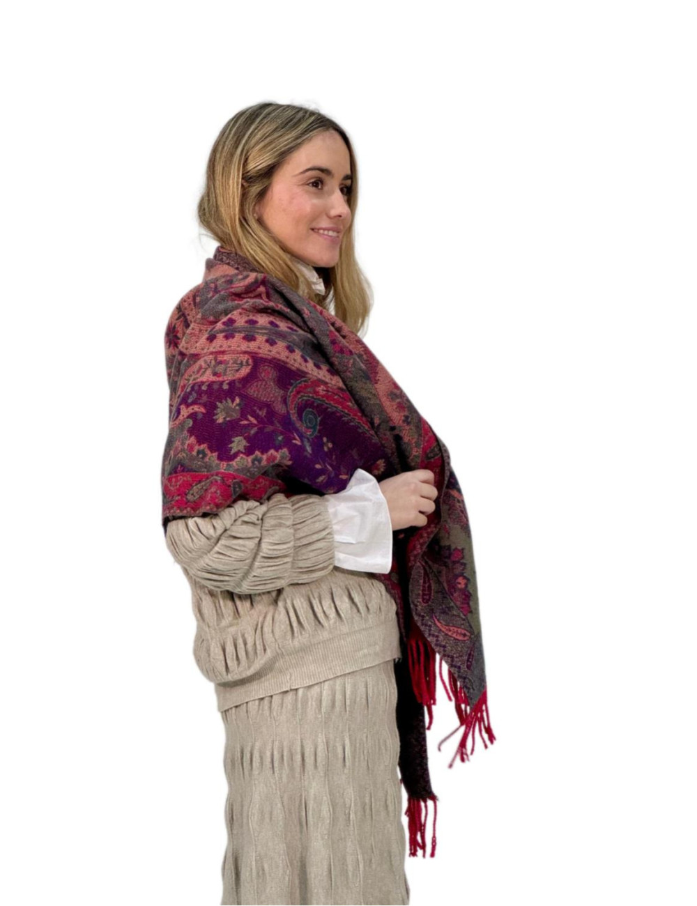 Pasmina Kahyra multicolor rojo
